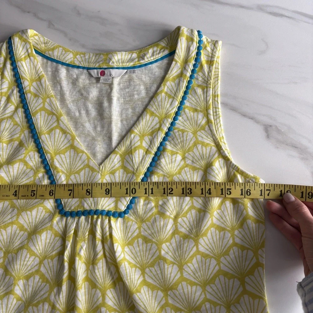 Boden Shell Print Sleeveless Top cotton size S green - Picture 6 of 9